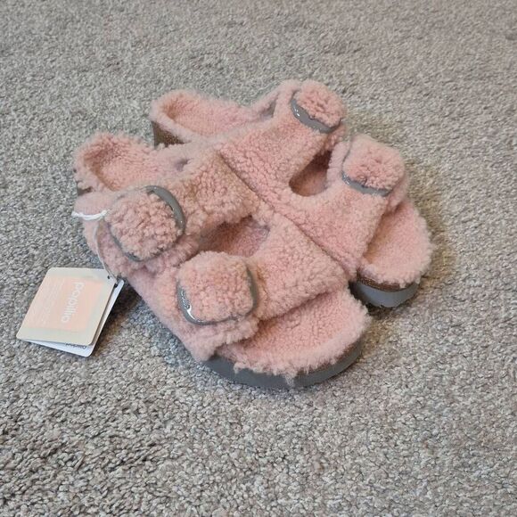 Birkenstock Papillio Arizona Shearling Teddy Faded Pink Size 6 Narrow - Picture 2 of 6